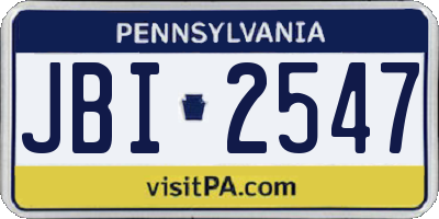 PA license plate JBI2547