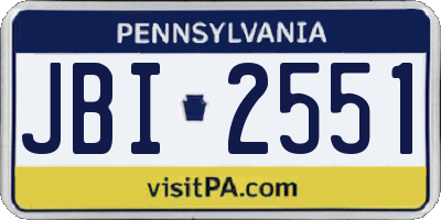 PA license plate JBI2551