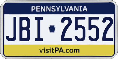 PA license plate JBI2552