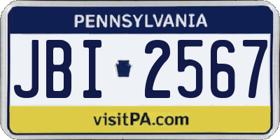 PA license plate JBI2567