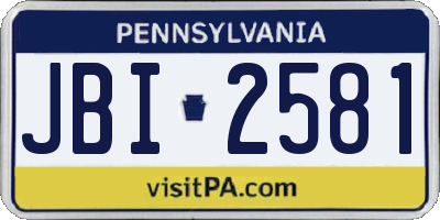 PA license plate JBI2581