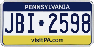 PA license plate JBI2598