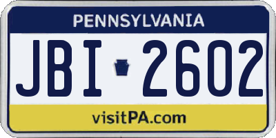 PA license plate JBI2602
