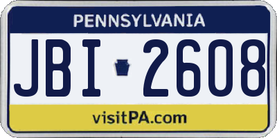 PA license plate JBI2608