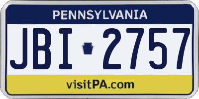 PA license plate JBI2757