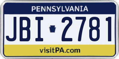 PA license plate JBI2781