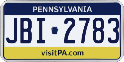 PA license plate JBI2783