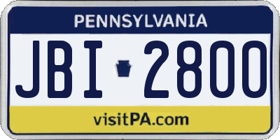 PA license plate JBI2800