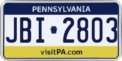 PA license plate JBI2803
