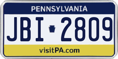 PA license plate JBI2809