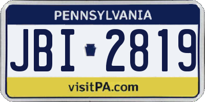 PA license plate JBI2819