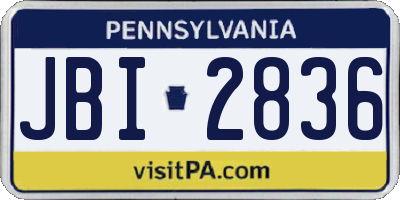 PA license plate JBI2836