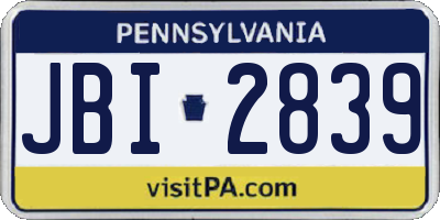 PA license plate JBI2839