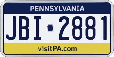 PA license plate JBI2881