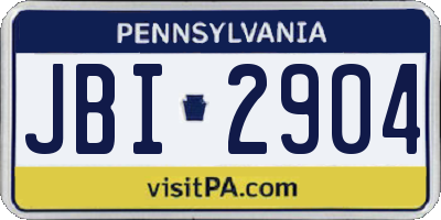 PA license plate JBI2904