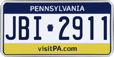 PA license plate JBI2911