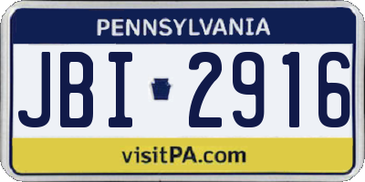 PA license plate JBI2916