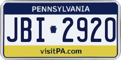 PA license plate JBI2920