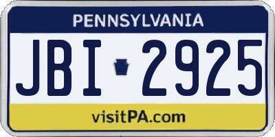 PA license plate JBI2925