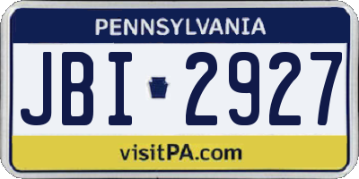 PA license plate JBI2927
