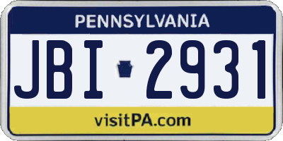 PA license plate JBI2931