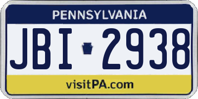 PA license plate JBI2938