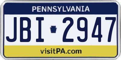 PA license plate JBI2947