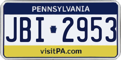 PA license plate JBI2953