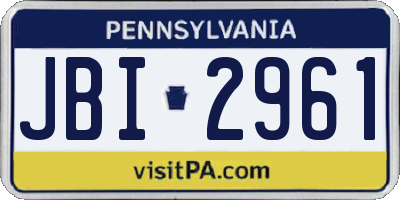 PA license plate JBI2961