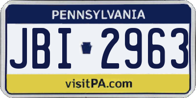 PA license plate JBI2963