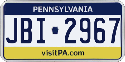 PA license plate JBI2967