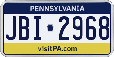 PA license plate JBI2968