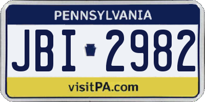 PA license plate JBI2982