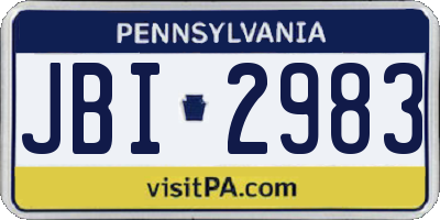 PA license plate JBI2983