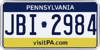 PA license plate JBI2984