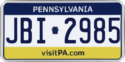 PA license plate JBI2985