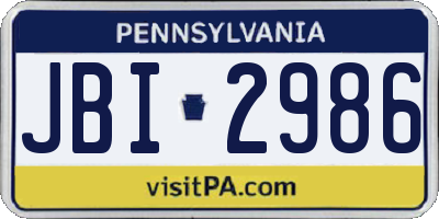 PA license plate JBI2986