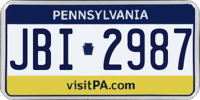 PA license plate JBI2987