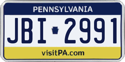 PA license plate JBI2991