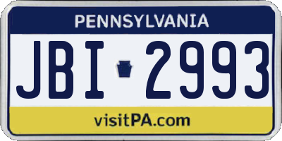 PA license plate JBI2993