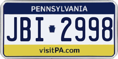 PA license plate JBI2998