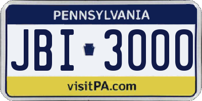 PA license plate JBI3000