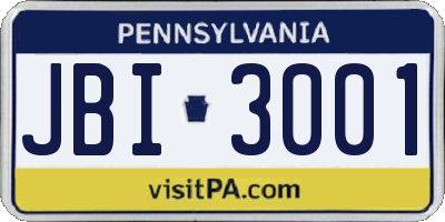 PA license plate JBI3001