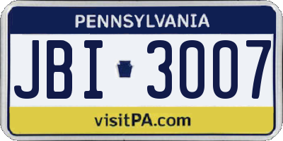 PA license plate JBI3007