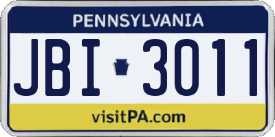 PA license plate JBI3011