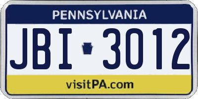 PA license plate JBI3012