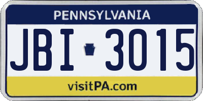 PA license plate JBI3015