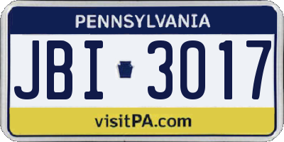 PA license plate JBI3017