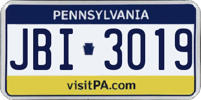 PA license plate JBI3019