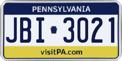 PA license plate JBI3021